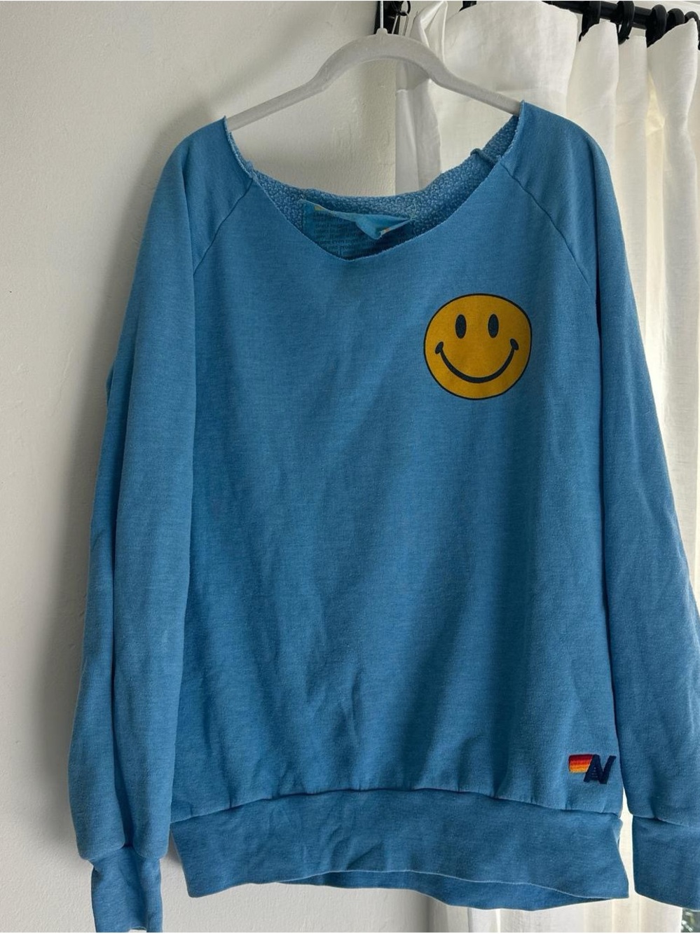 Aviator Nation Blue Sweatshirt with Yellow Smiley
